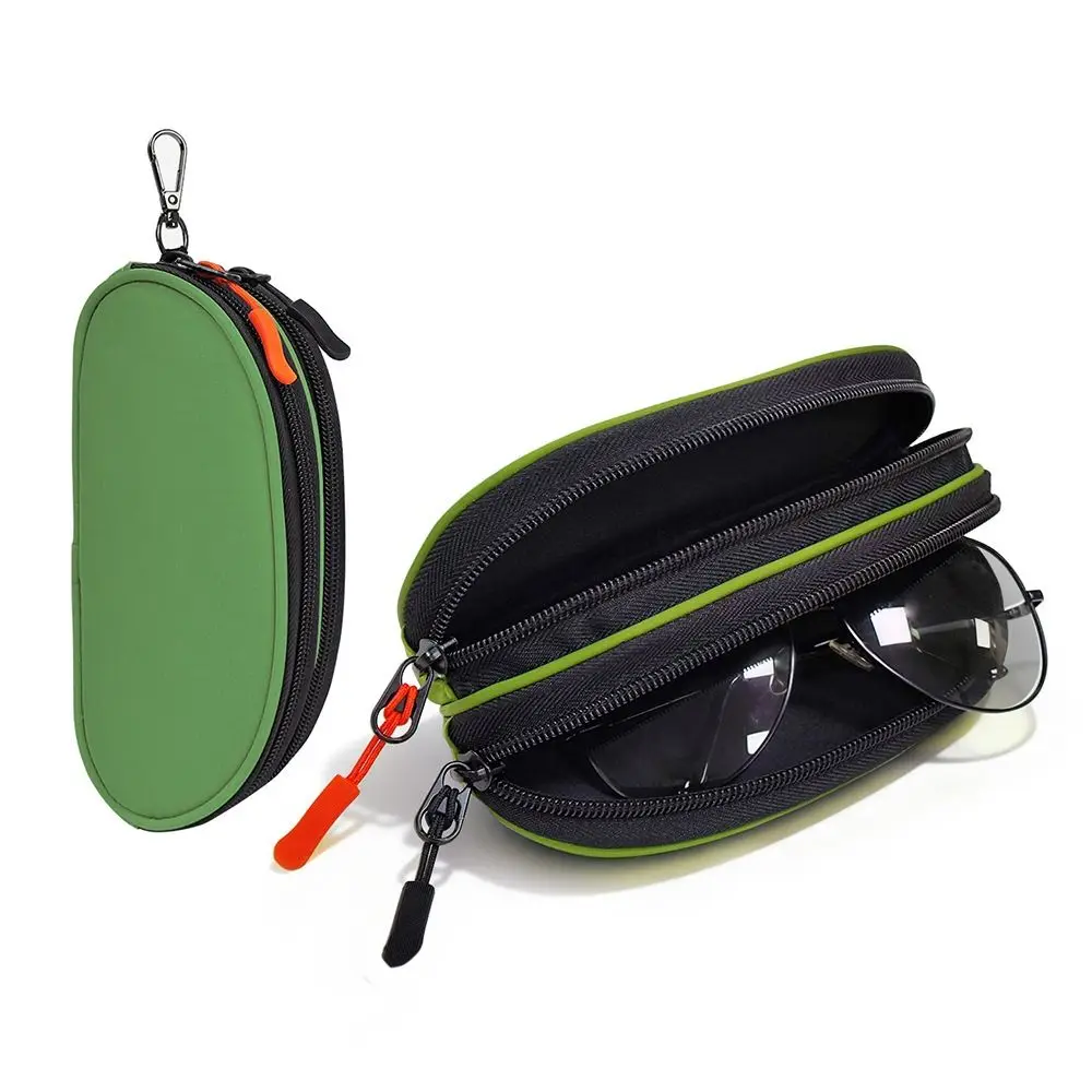 Portable Double-layer Glasses Organizer Cloth with Key Ring Eyewear Storage Bag Large Capacity Anti-splash Water