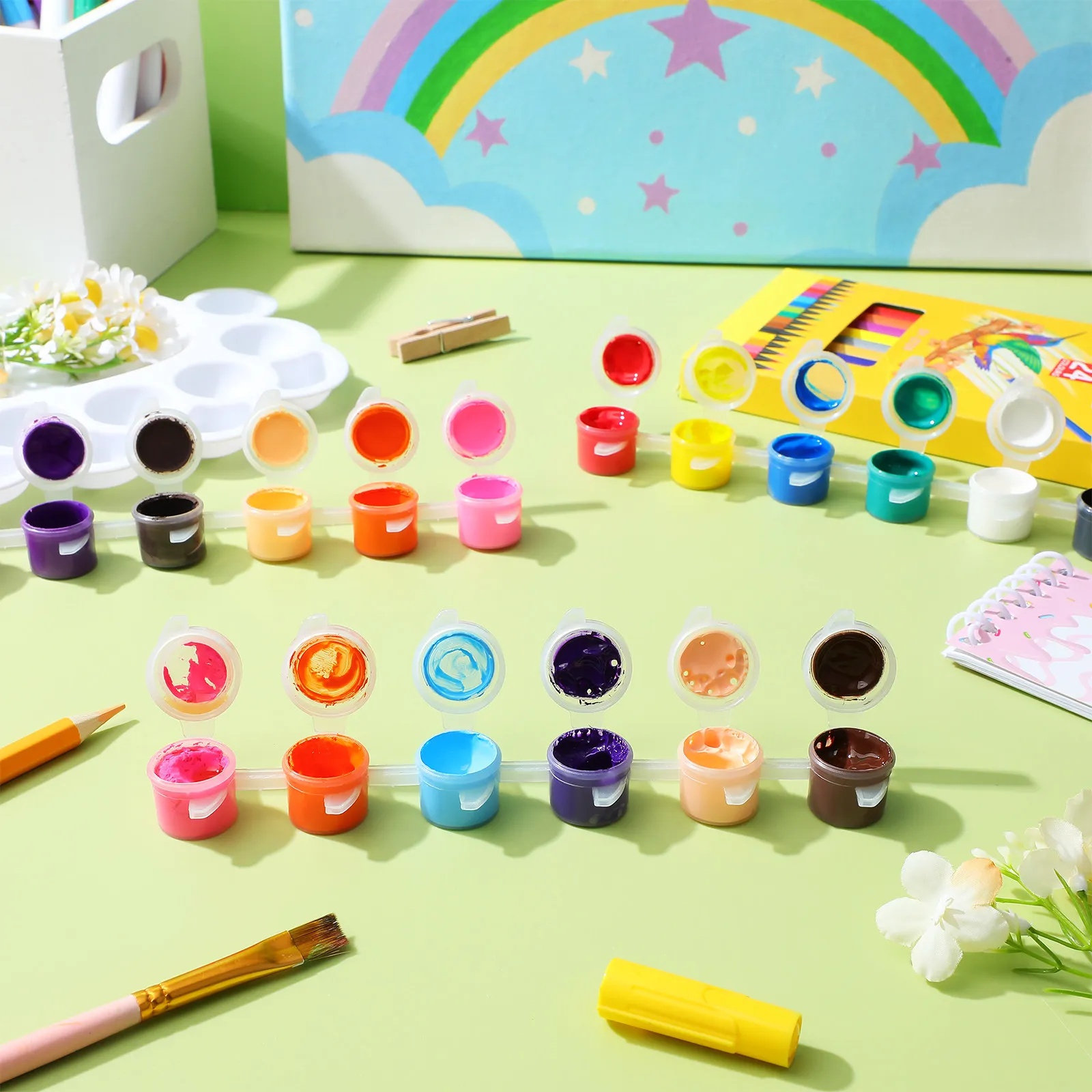 

5Pcs Convenient Sorting Empty Paint Strips Clear Paint Cup Pots Watercolor Container Pigment Box Painting Arts Supplies