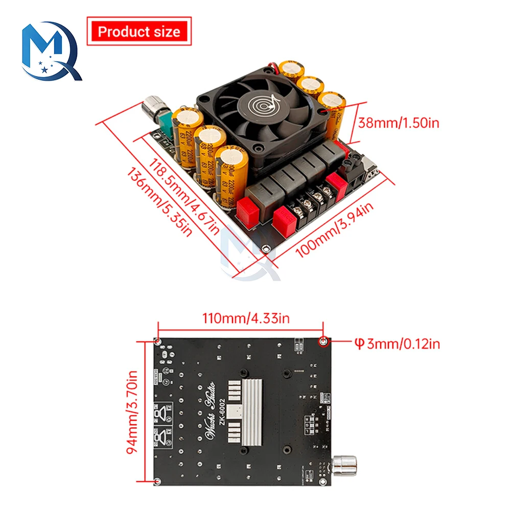 Ziqqucu TPA3255 1200W Stereo Amplifier Module