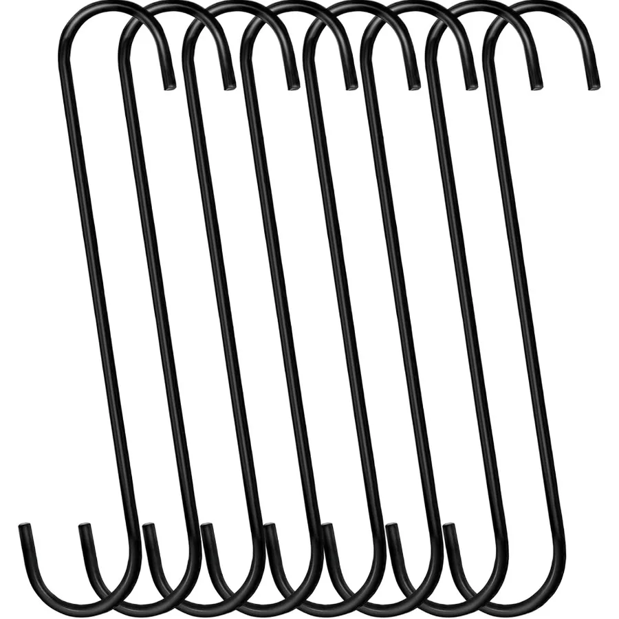 

12 inch 8 Pack Extra Large S Hooks Heavy Duty Long S Hook for Hanging Plant Hook for Tree Branch Bird Feeder Pots and Pans Clos