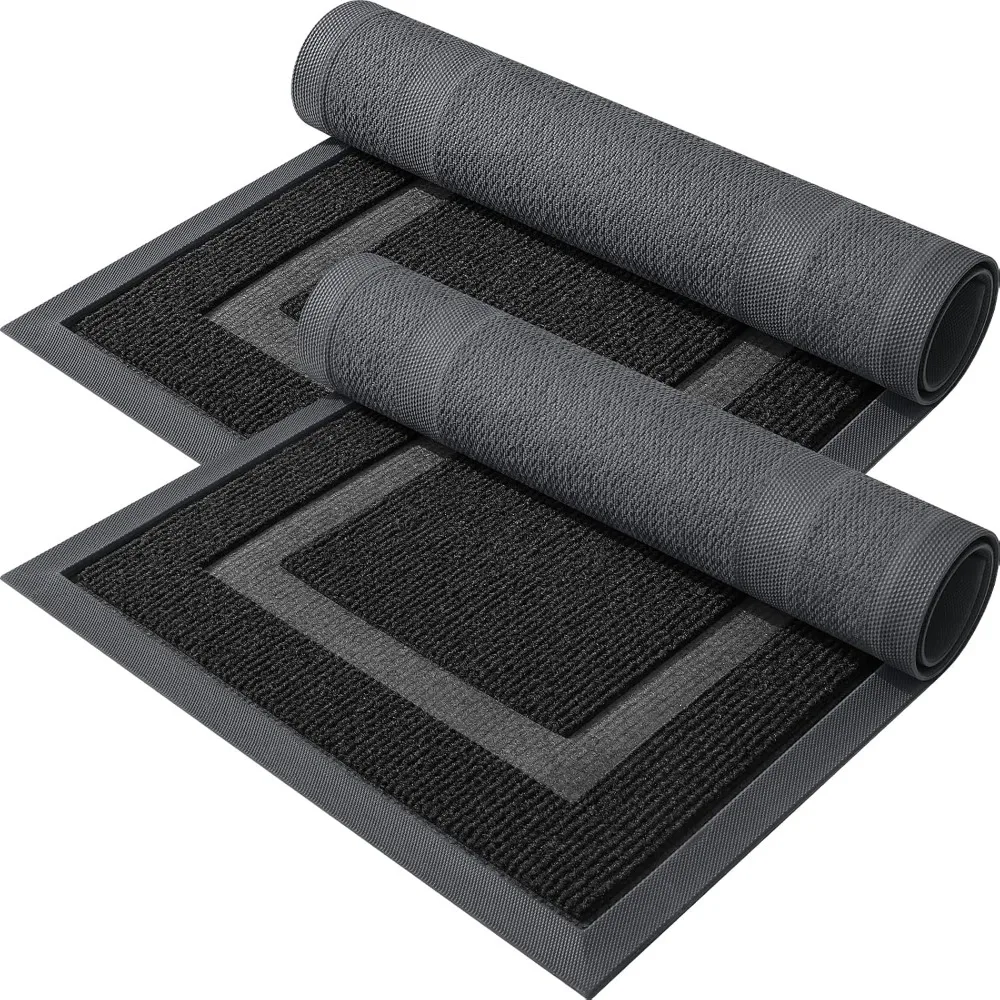 

2-Pack Front Door Mats Indoor Outdoor Entrance, Waterproof All-Season All-Weather, Sturdy Natural Rubber, Fade Resistant