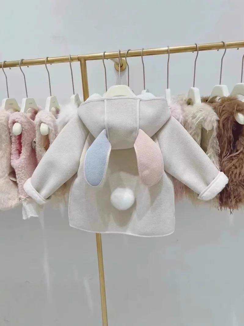 Toddler Enfant Rabbit Costume Winter New Bunny Ears Enfants Coat Hooded Animal Themed Cute Warm Woolen Jacket For Niño 2026
