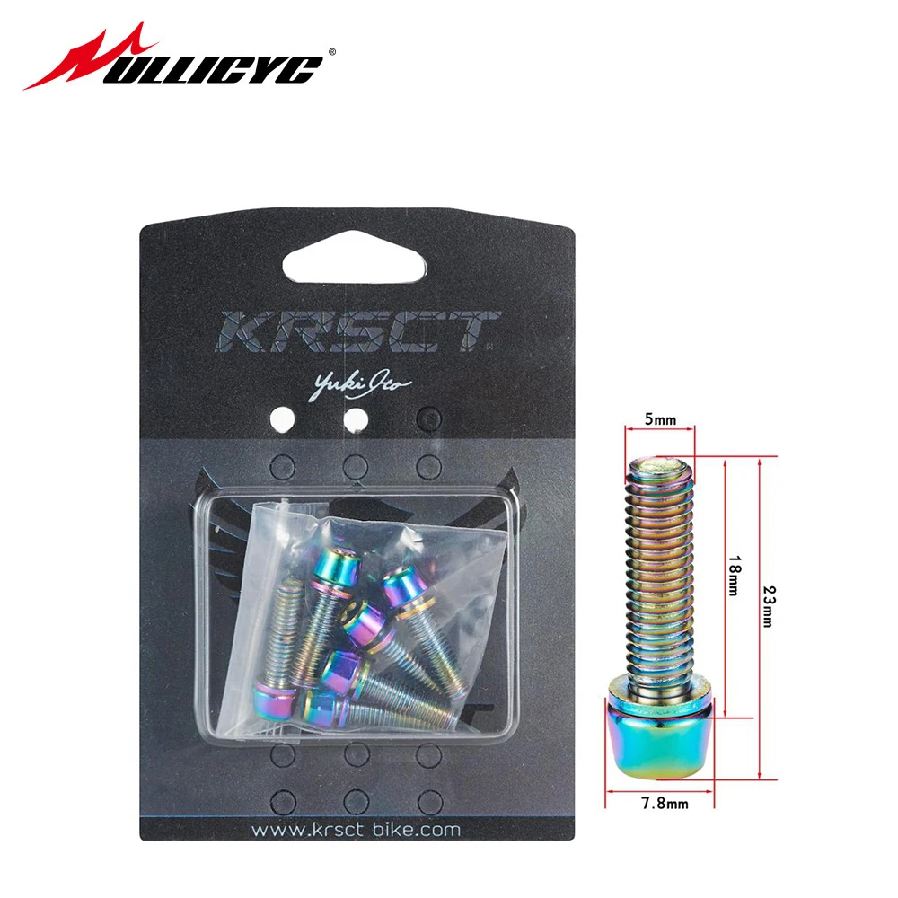 KRSEC Titanium-plated Rainbow/gold Mountain Road Bicycle Handlebar Bicycle Handlebar Screw M5*18mm M6*18MM