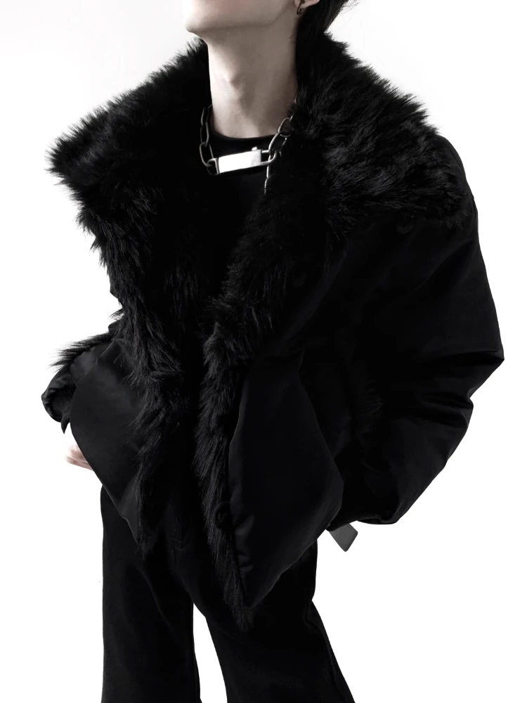 Men's High-End Faux Fur Coats 2025 Winter New Thickened Fleece-Lined Large Fur Collar Parkas Male Handsome Warm Trendy Parkas