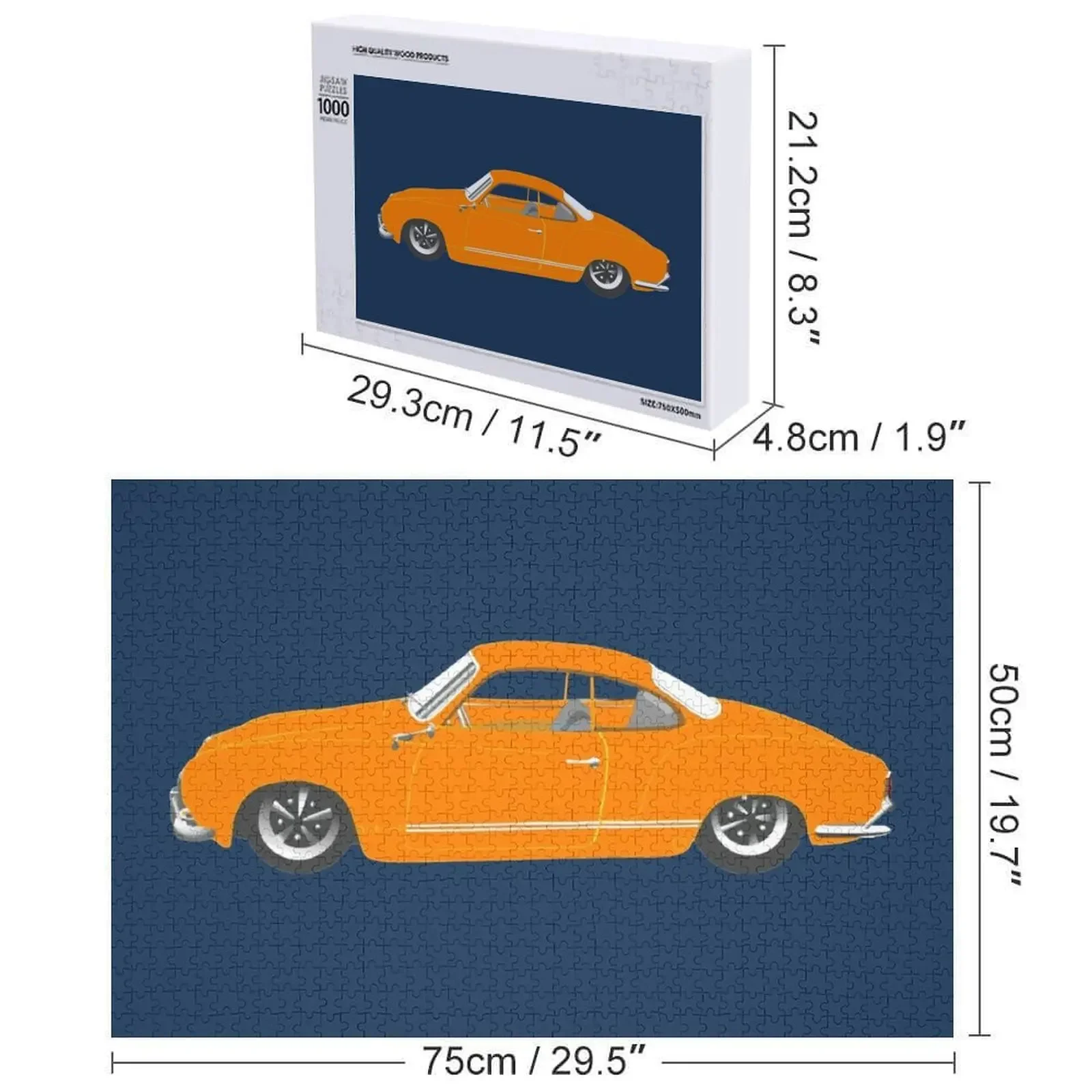 Пазл Orange Karmann Ghia, Classic T, хорошая идея, индивидуальный детский подарок, деревянный пазл с именем