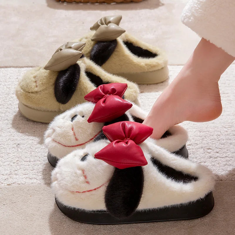 

New butterfly knot slippers woman platform bow shoes ladies canvas fur slides woman elegant bow platform footwear