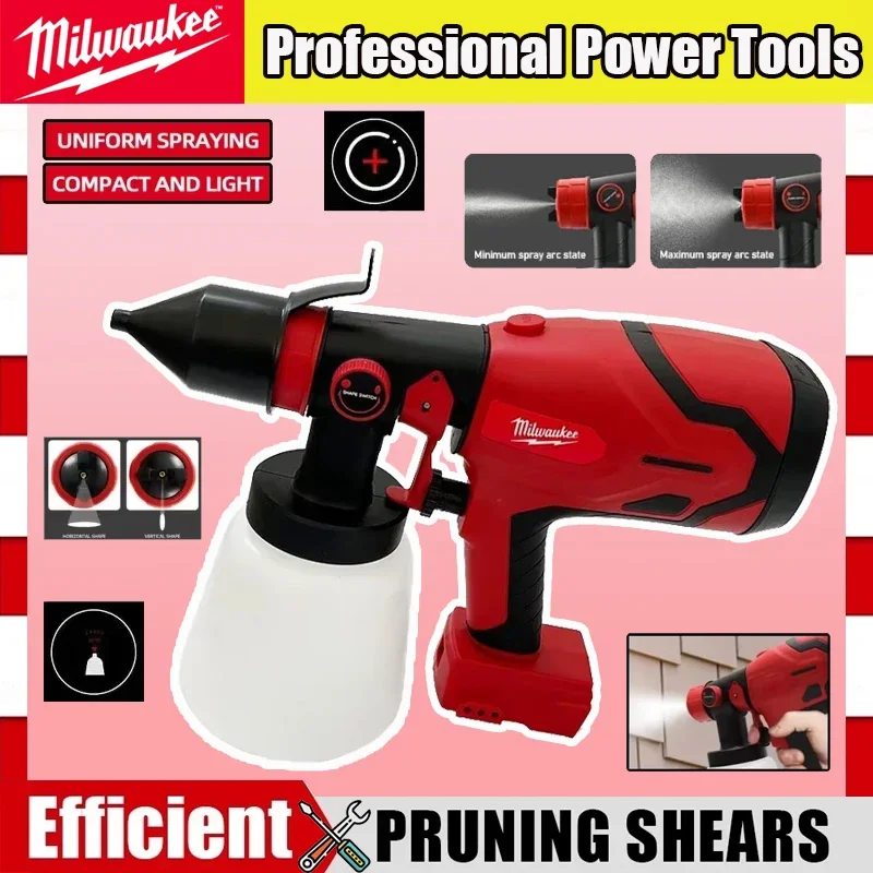 

Milwaukee беспроводной электрический распылитель краски 800 мл красный автомобильный мебельный стальной пистолет-распылитель, совместимый с аэрографом для покрытия