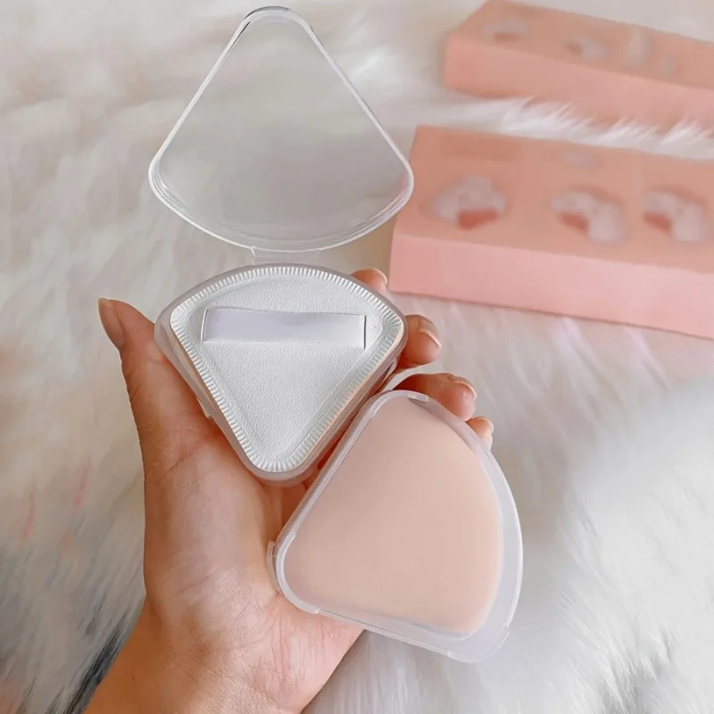 Transparent Circular/Square/Triangle, Empty Storage Box, Portable Makeup Puff Cosmetic Storage Box, Suitable for Travel Storage