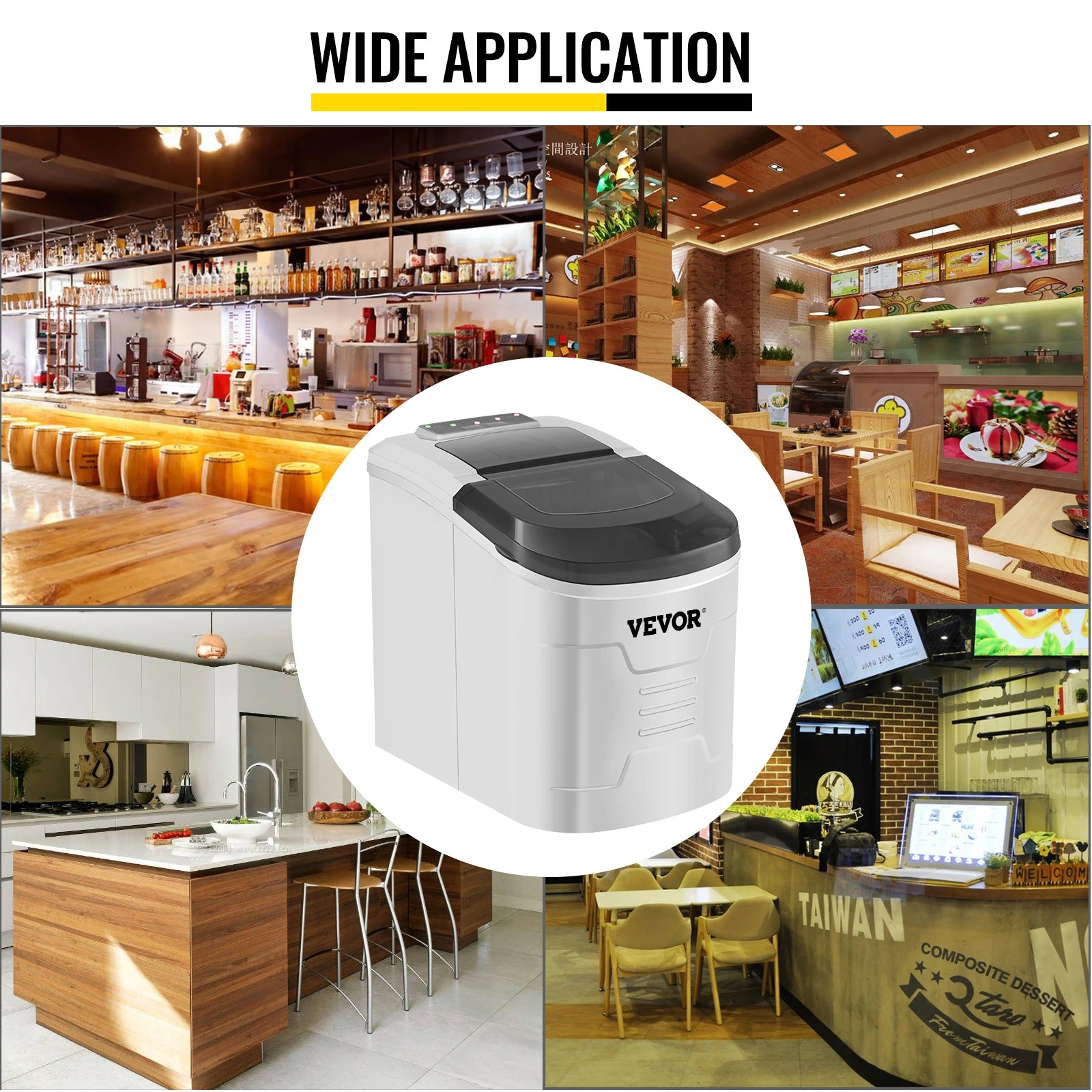 VEVOR 12kg/24h Eiswürfelmaschine Eiswürfelbereiter Unterstützt AutoFill Silber Ice Maker 220V Desktop Kommerzielle Eismaschine