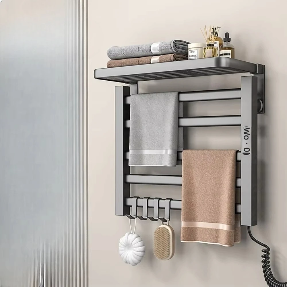 Smart Electric Heated Towel Rack with Timer Wall Mounted Warmer for Bathroom Hotel Home