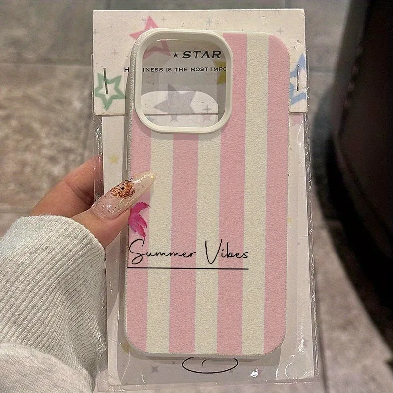 Pink Coconut Tree Striped Pattern Phone Case For Samsung Galaxy S25 S26 S24 S23 S22 S21 Plus Ultra S24 FE Shockproof Soft Cover