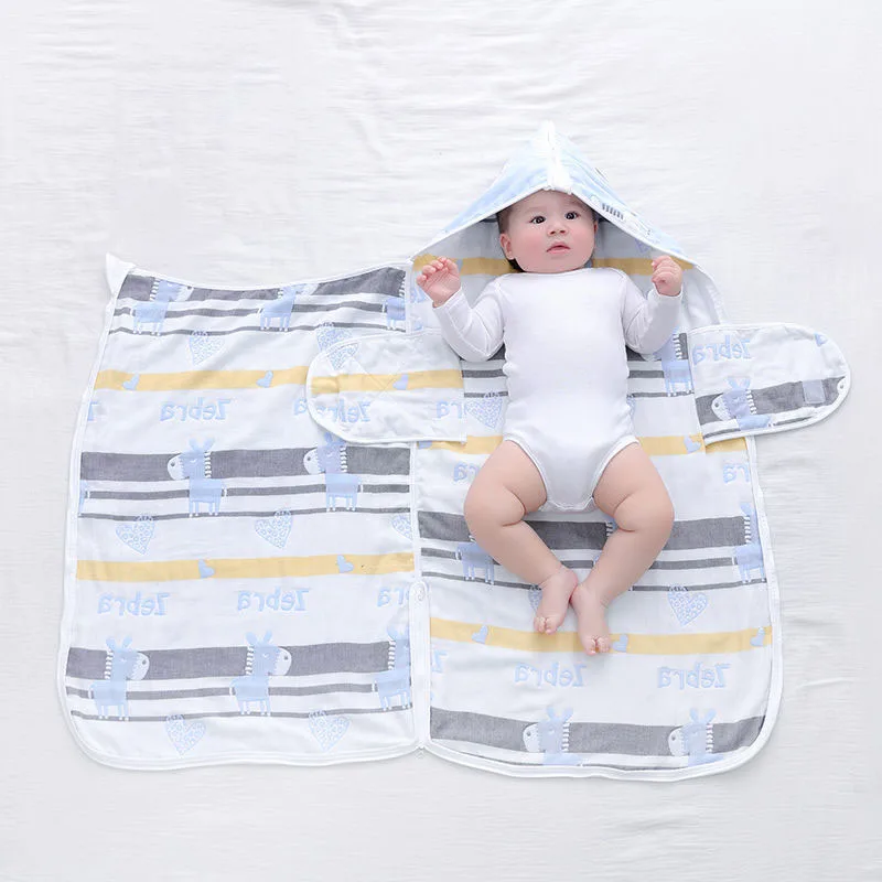 Wiosna jesień cienki śpiworek dla dziecka oddychająca gaza kocyk do wózka noworodki otulacz do przewijania miękkie śpiwory dla niemowląt Cartoon