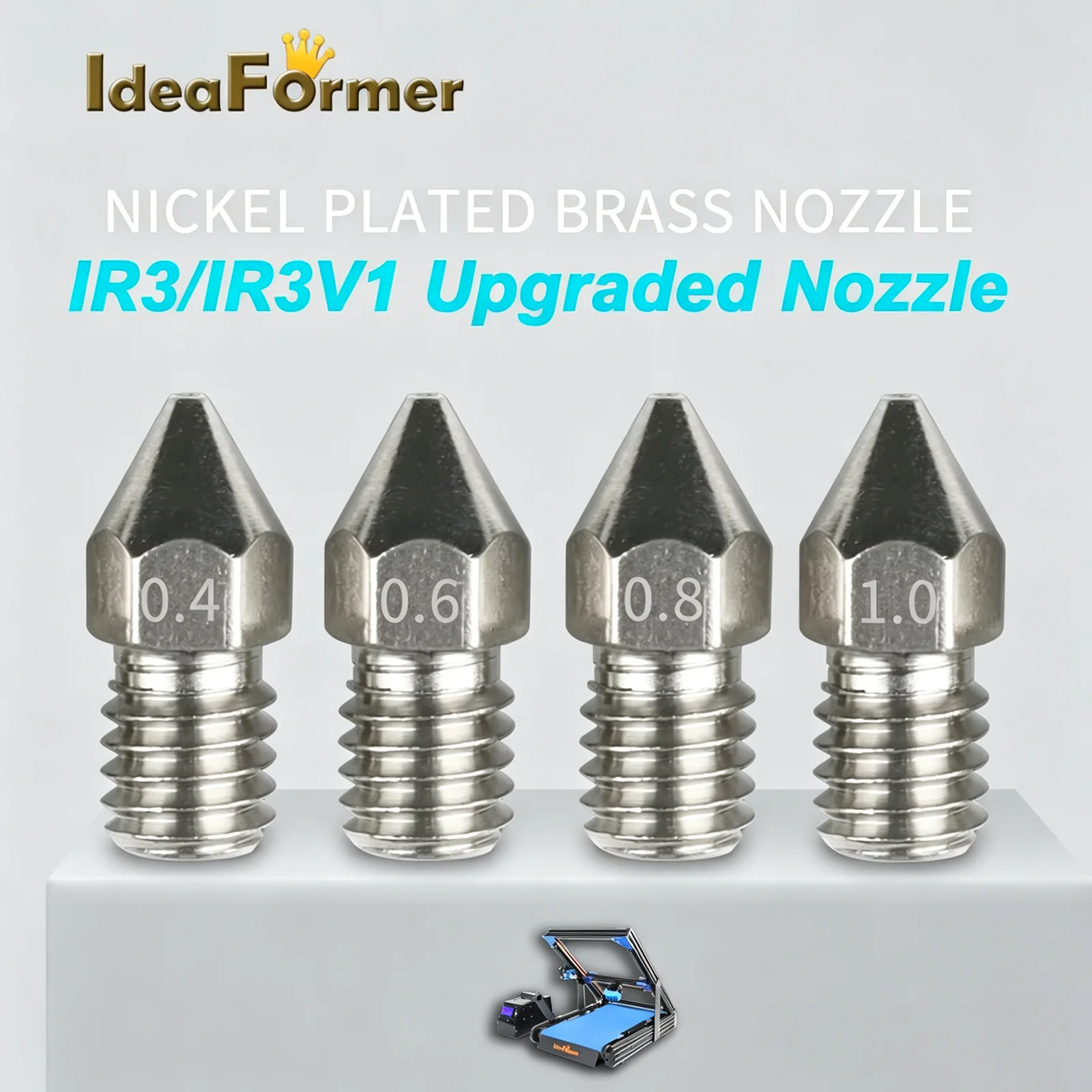 

IdeaFormer IR3 V1 NICKEL PLATED Nozzle Upgraded 5/10Pcs 0.4/0.6/0.8/1.0mm M6 For IR3-M IR3-MF IR3-MT Hotend 1.75mm Filament