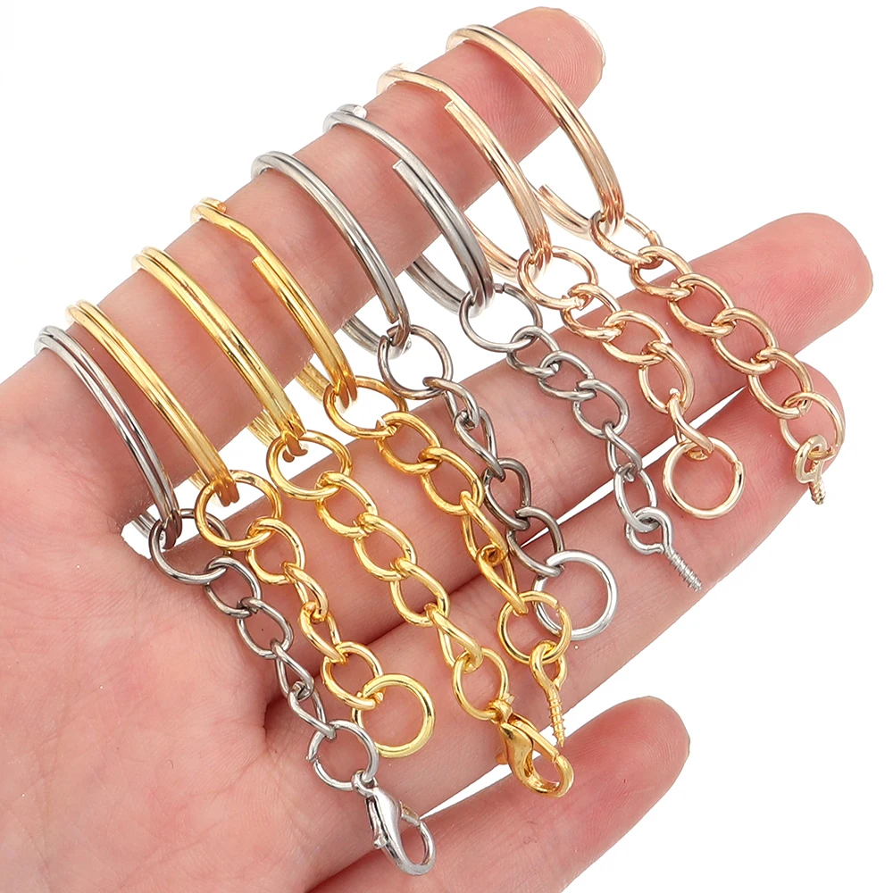 10pcs/Lot Iron Key Rings Keychain Key Chain Split Ring Metal Blank Gold Color Rhodium Keyrings DIY Jewelry Making Accessorie