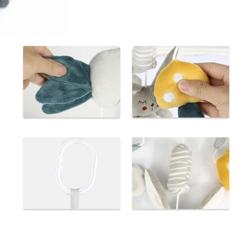 خشخيشات أطفال قطيفة مع جرس لعربة الأطفال قلادة لعبة مقعد السيارة ألعاب على سرير الأطفال دمية معلقة تفاعلية ألعاب حسية متنقلة #3