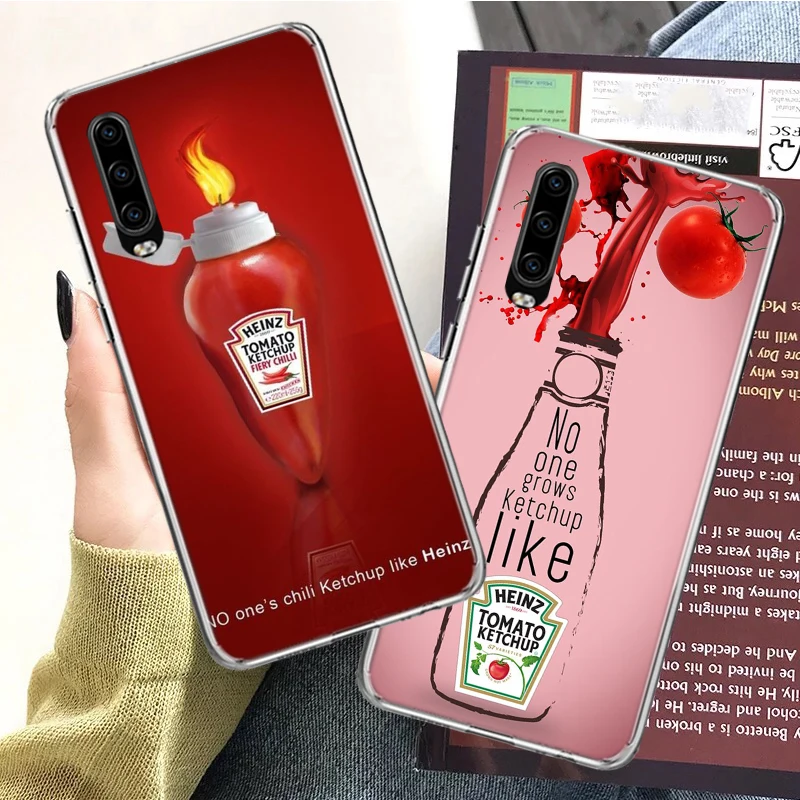 Cute Ins Heinz Tomato Ketchup Mustard Phone Case For Huawei P30 Lite P10 P20 P40 P50 Cover Mate 40 Pro 10 20 30 Capa Coque Shell