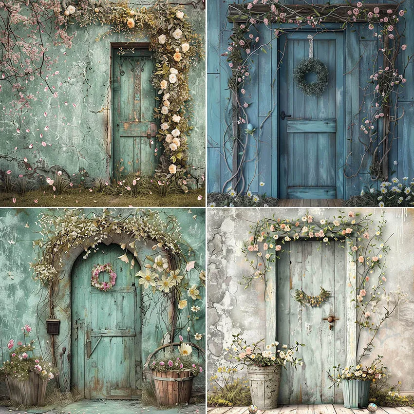 

Mehofond Photography Background Vintage Easter Floral Door Spring Children Birthday Party Portrait Decor Backdrop Photo Studio