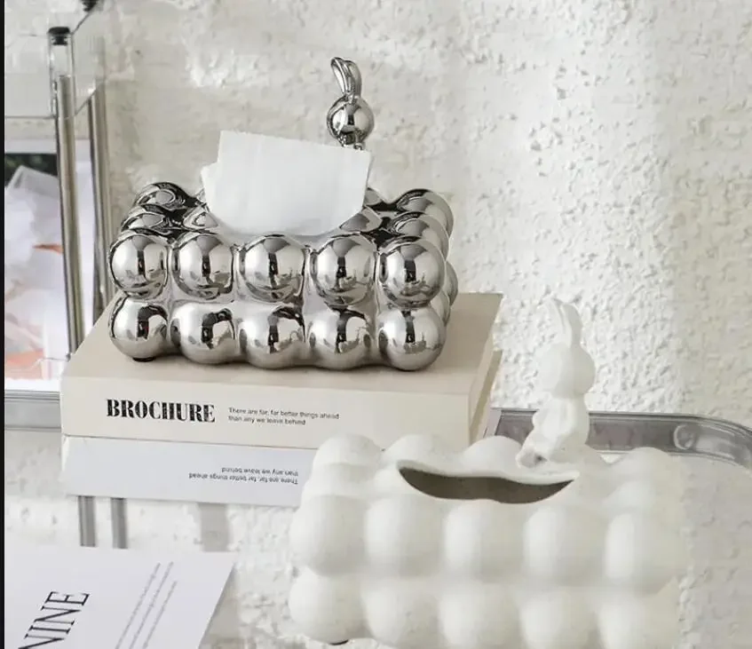 

Bubble Ceramic Tissue Box Tissue Holder Living Room Desktop Removable Tissue Storage Box Modern Luxury Home Decoration Art