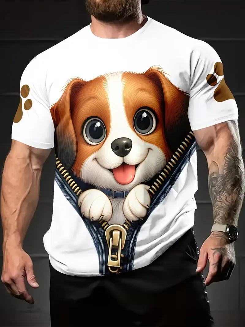 Funny men's t-shirts Cartoon animal Printed Summer Casual Short Sleeve Pullover Fashion T-shirts Outdoor Overszied Men clothing