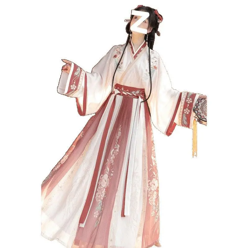 

Jin Dynas с принтом Hanfu, женская юбка со рюшами и воротником-стойкой, повседневный древний костюм, трансграничный, на заказ, осеннее новое поступление