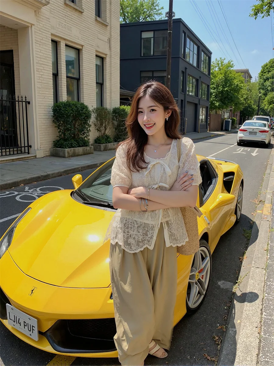 Chemisiers à manches bouffantes et col rond pour femme, haut élégant, populaire d'hiver, ajouré, sans manches, boucles solides, dos soigné, école, respirant