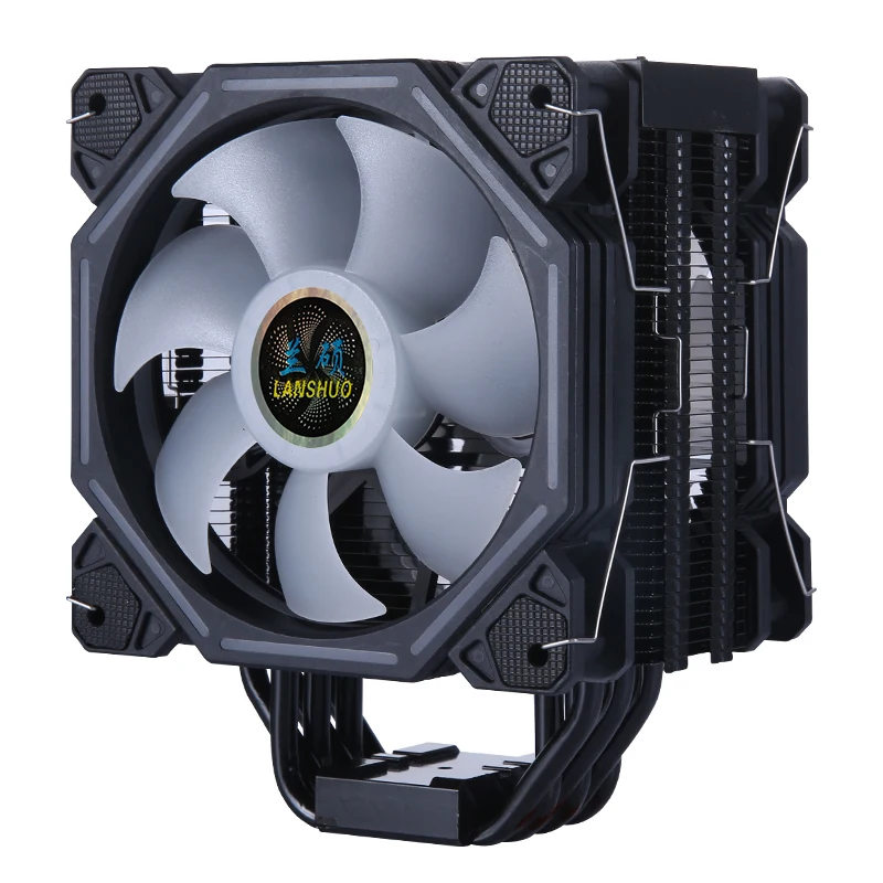 Raffreddatore CPU nero ad alte prestazioni nichelato 120 mm6 ventola ARGB per tubo di calore LGA Intel AM4 2011 ventola di raffreddamento CPU con fibbia combinata