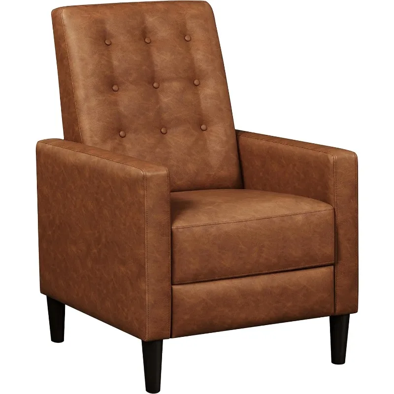 

Диван с откидной спинкой из искусственной кожи, современный одноместный диван середины века с регулируемой спинкой и подставкой для ног, мягкий диван с тафтингом