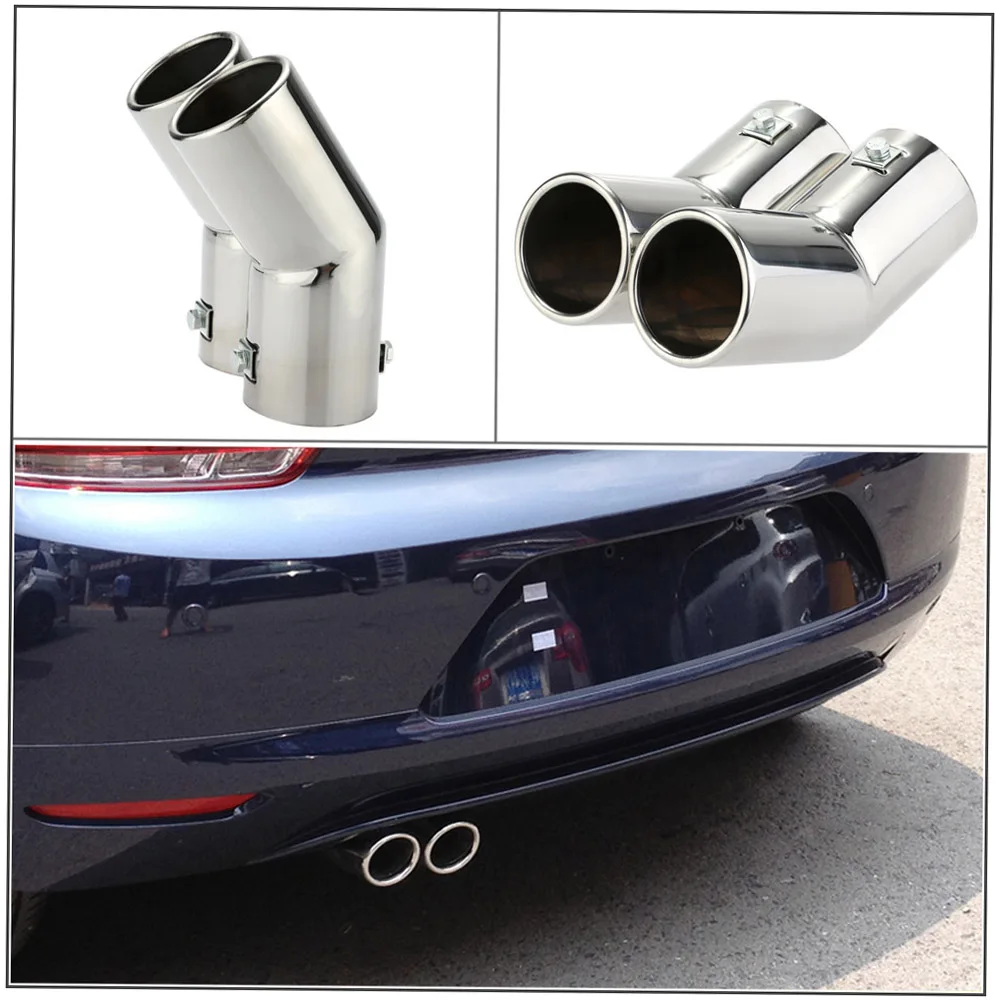 Dual Stainless Steel Exhaust Tail Pipes, Muffler Dicas para VW Golf 4, Bora, Jetta, Double Barrel Exhaust Tailpipe
