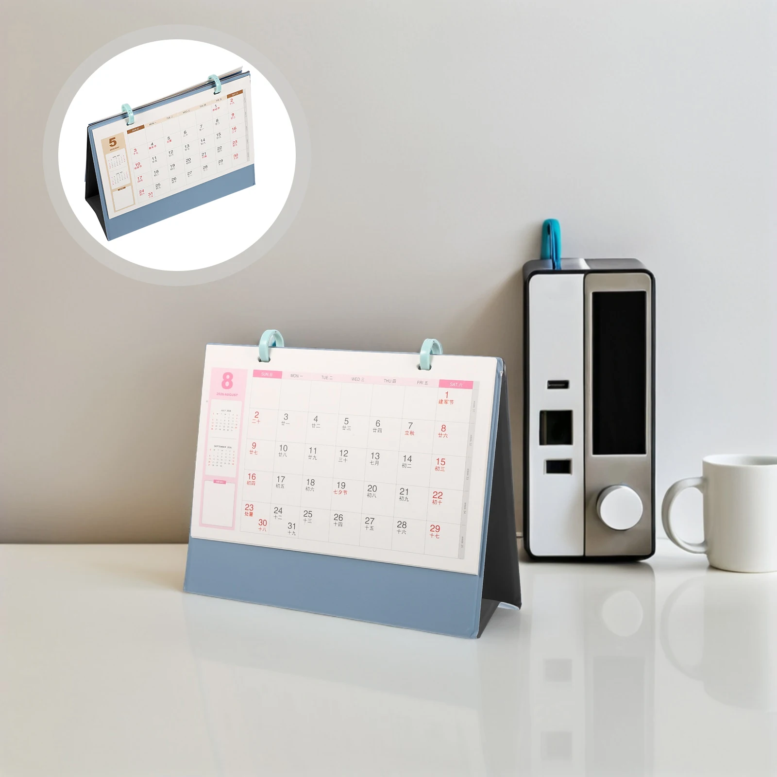 

2026 Horse Desk Decorative Mini Desktop Calendar Blue Monthly Planner Portable Office Supplies Small Desktop Organizer