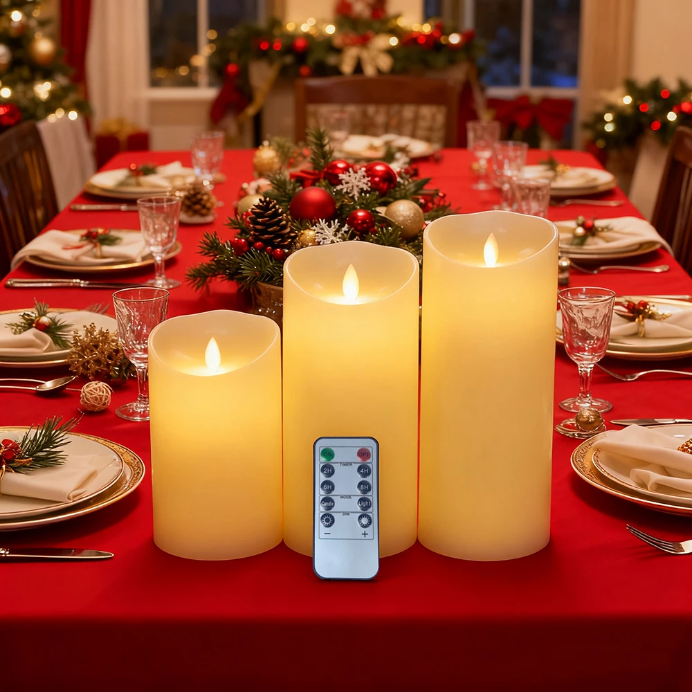 1pc LED Candles Lights, Flameless Candles Light Smooth Flickering Paraffin Wax Candle Lamp Battery Operated for Home Decoration