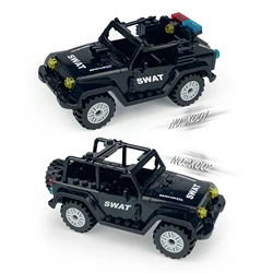 SWAT Military Truck ORV Black SUV Car Ciry Police Army MOC Building Blocks Figures Soldier Weapons Bricks Mini Toys for Children