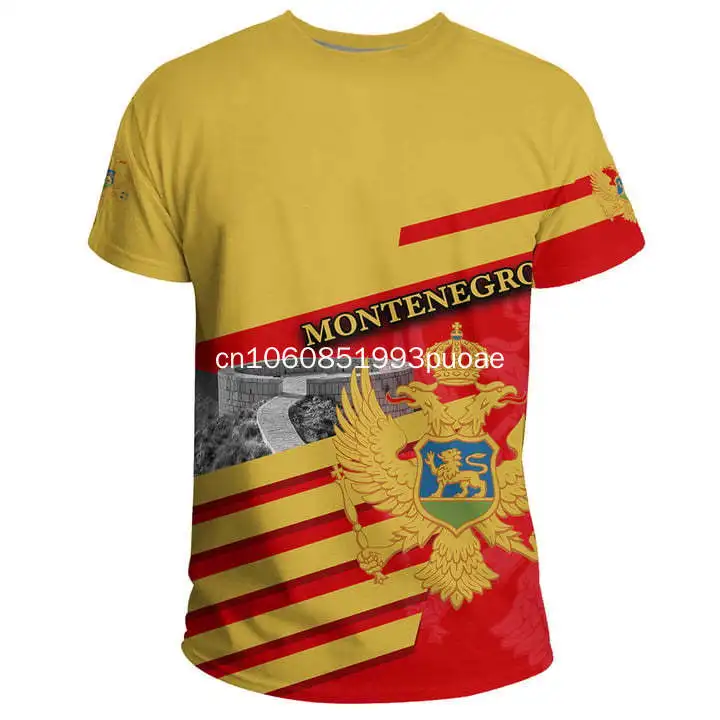 2024 New Montenegro Flag 3D Printed High Quality T Shirt Summer Casual Short Sleeve Round Neck Men Tops