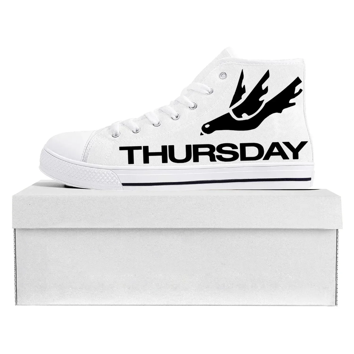 Thursday Band High Top Sneakers Mens Womens Teenager Canvas High Quality Sneaker Casual Custom Made Shoes Customize Shoe White