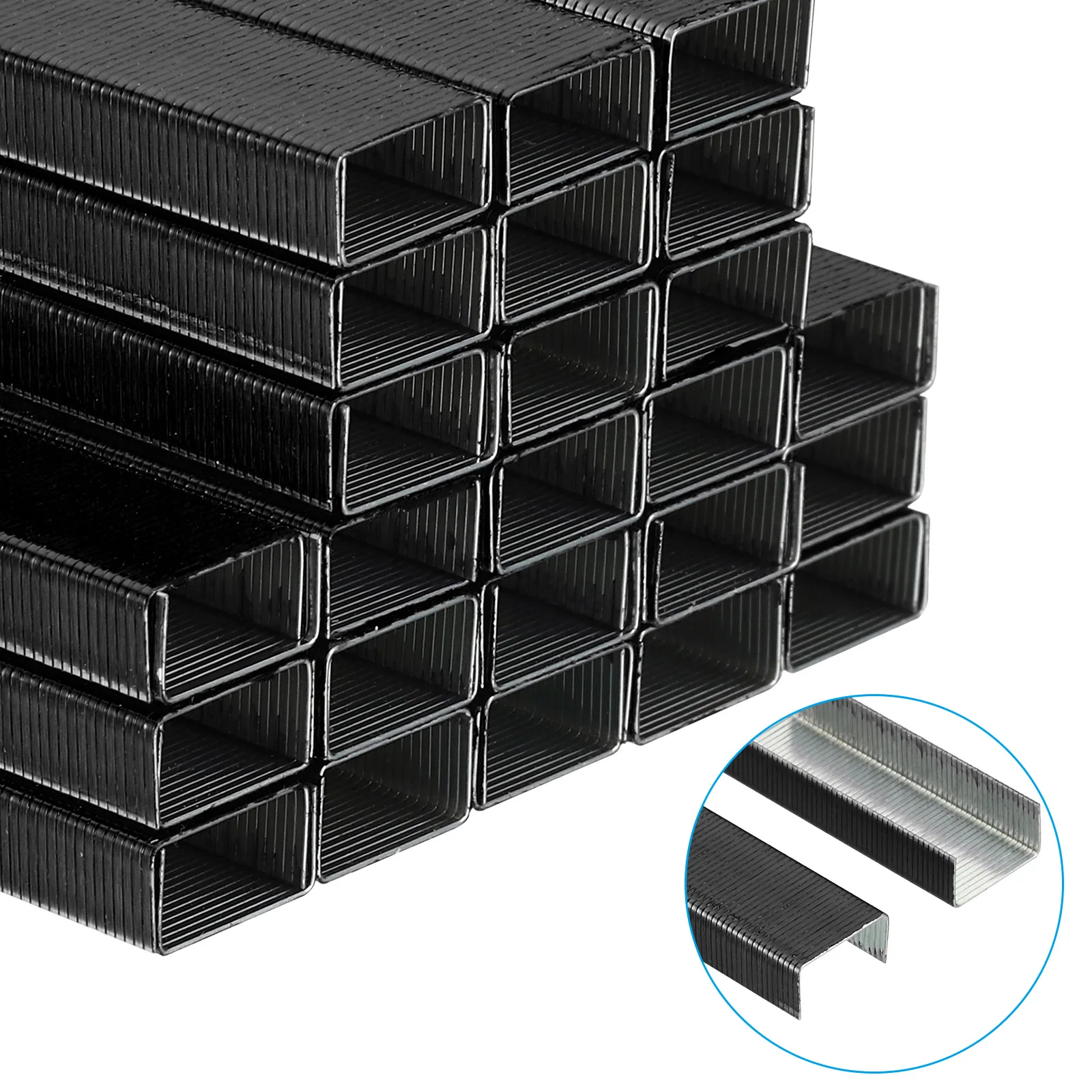 6000Pcs/6Pack Black Metal Staples #10 Office Stationery Staple Mini 3/16 Inch Length Staples Jam Free Office Stationery Supplies