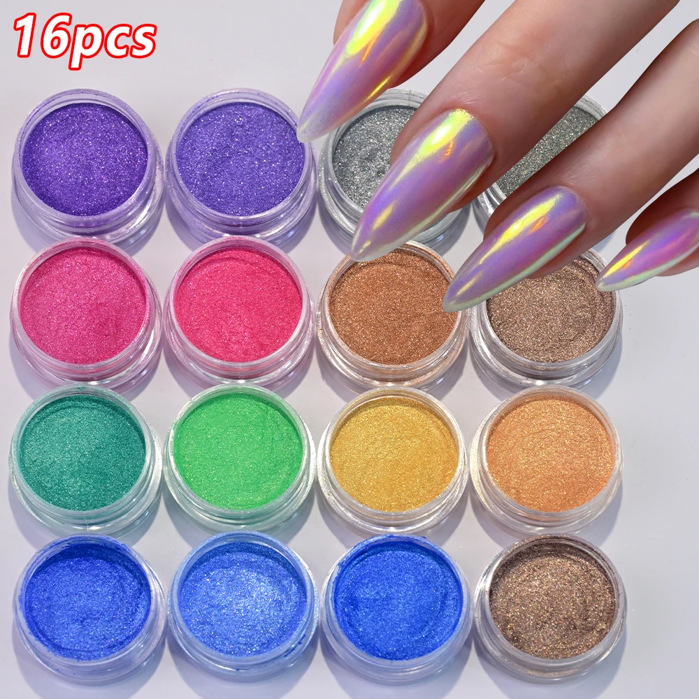 24 teile/satz Sparkly Holographische Feinen Zucker Nagel Pulver Diamant Chrom Pigment Staub Für Gel Polnisch Glitter Maniküre Zubehör