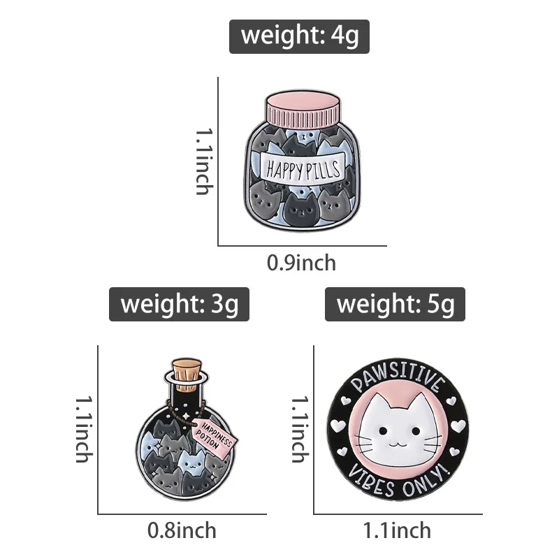 لطيف الكرتون كيتي الانجراف زجاجة المينا بروش الإبداعية ماجيك زجاجة التلبيب شارة بدبوس على ظهره الملابس قبعة الملحقات
