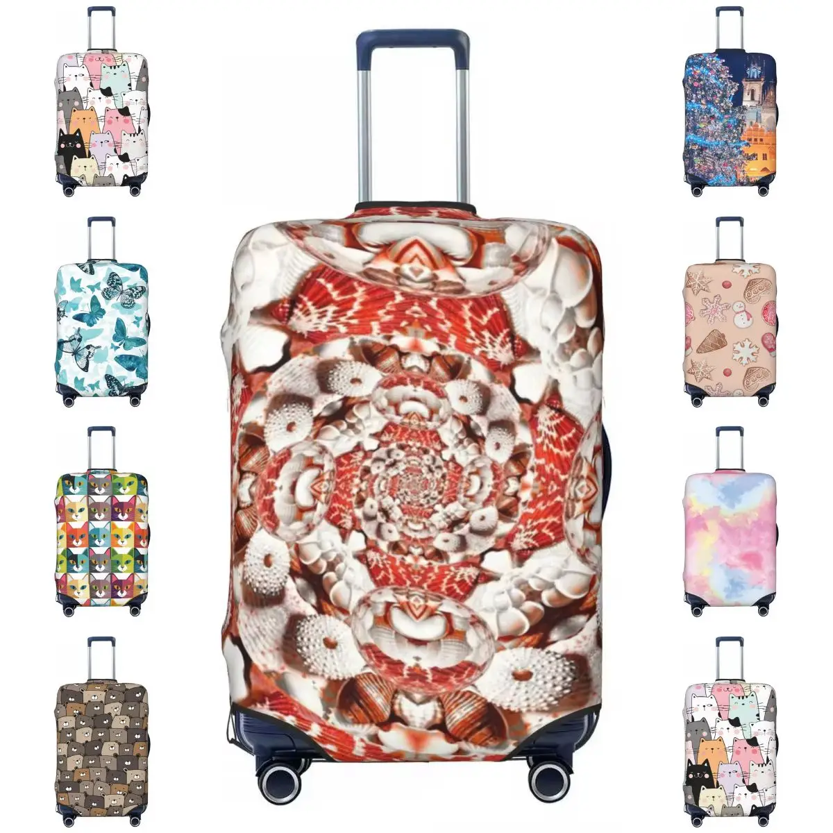 

Spiral Sea Shell Suitcase Cover Summer Beach Starfish Business Vacation Practical Luggage Accesories Protector