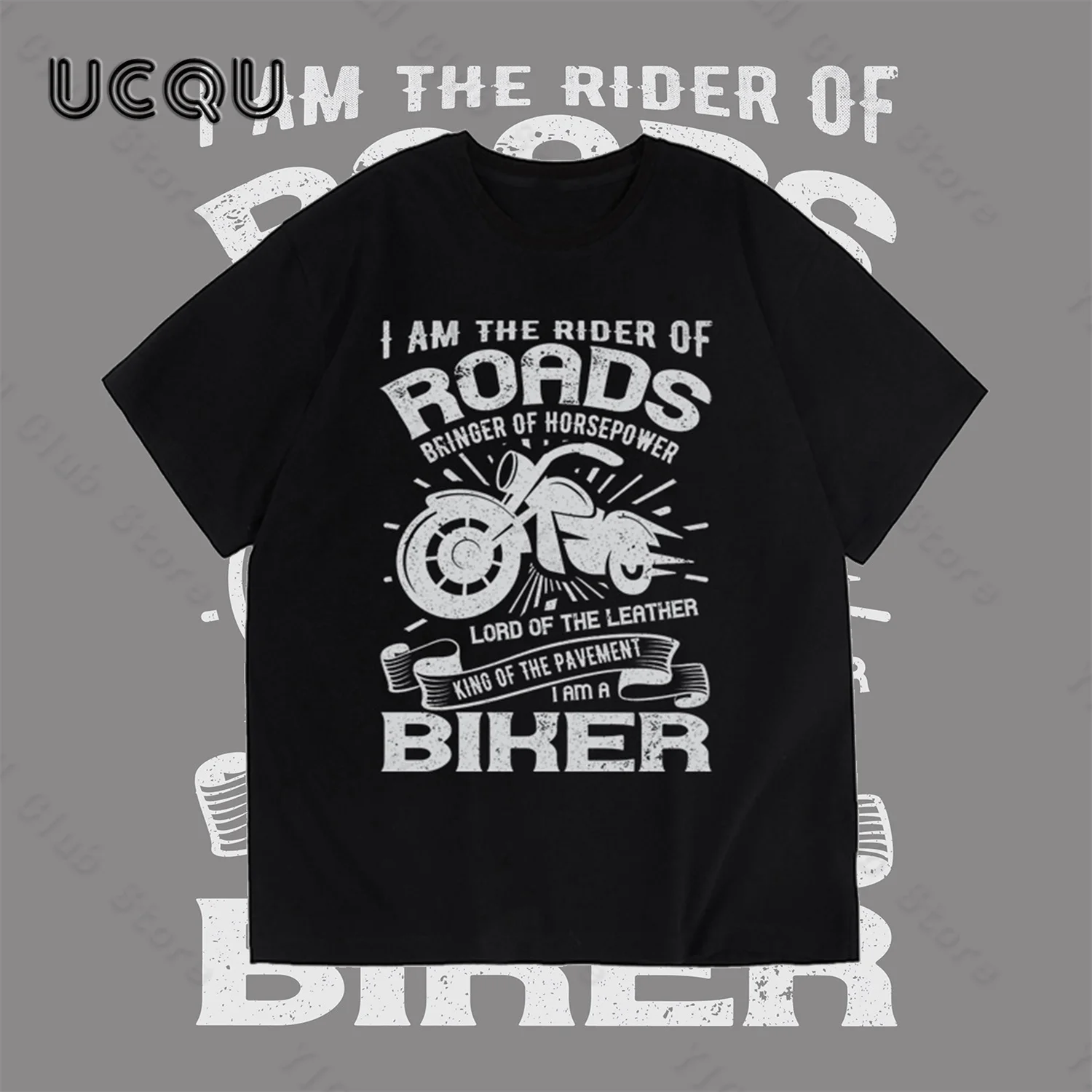 

Motorcycle I Am The Rider Of Roads Printed Men Cotton T-Shirt Motorcycle Peripheral Culture Street Loose Men Short Sleeves