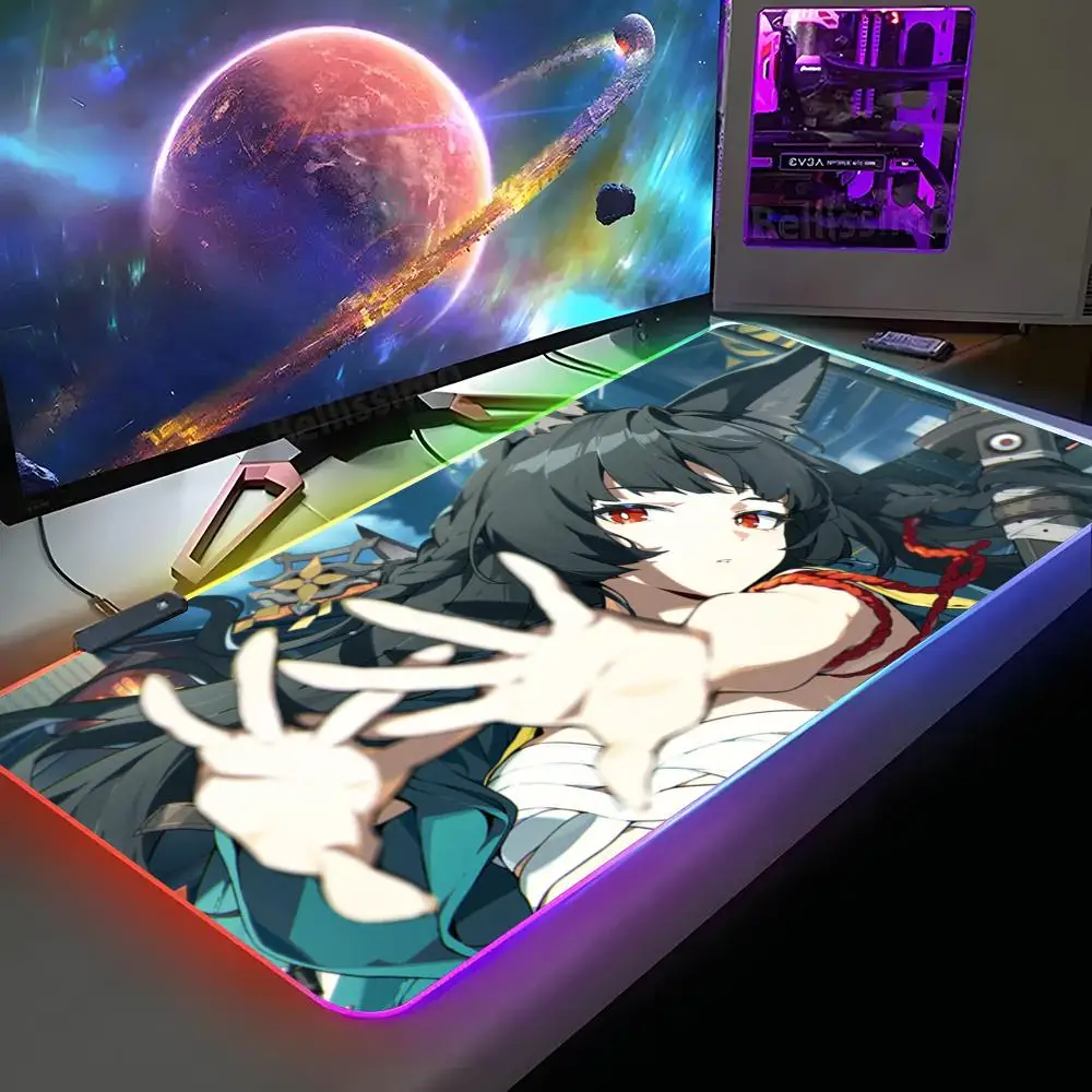

ZZZ Gaming Hoshimi Miyabi Коврик для мыши XXL RGB Игровой коврик для мыши HD Gamer Большой светодиодный светильник Коврики для мыши ПК Ковер с подсветкой