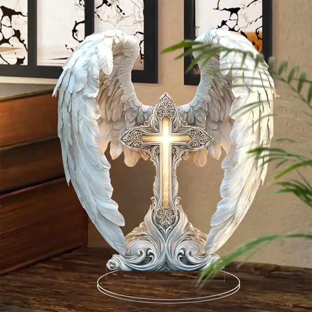 Flat Acrylic Ornament Angel Desktop Decoration For Home Office Present