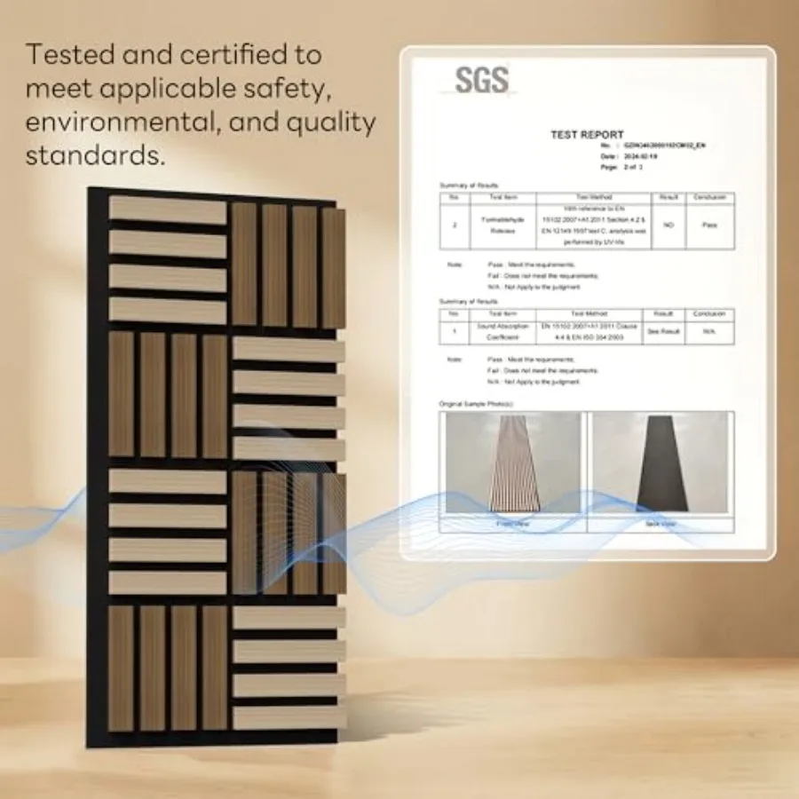 Wall Panels-4-Pack Wood 3D Wall Panels for Wall Decor, High Grille Soundproof Slat Acoustic Panels for Livg Room, TV Background - view 4