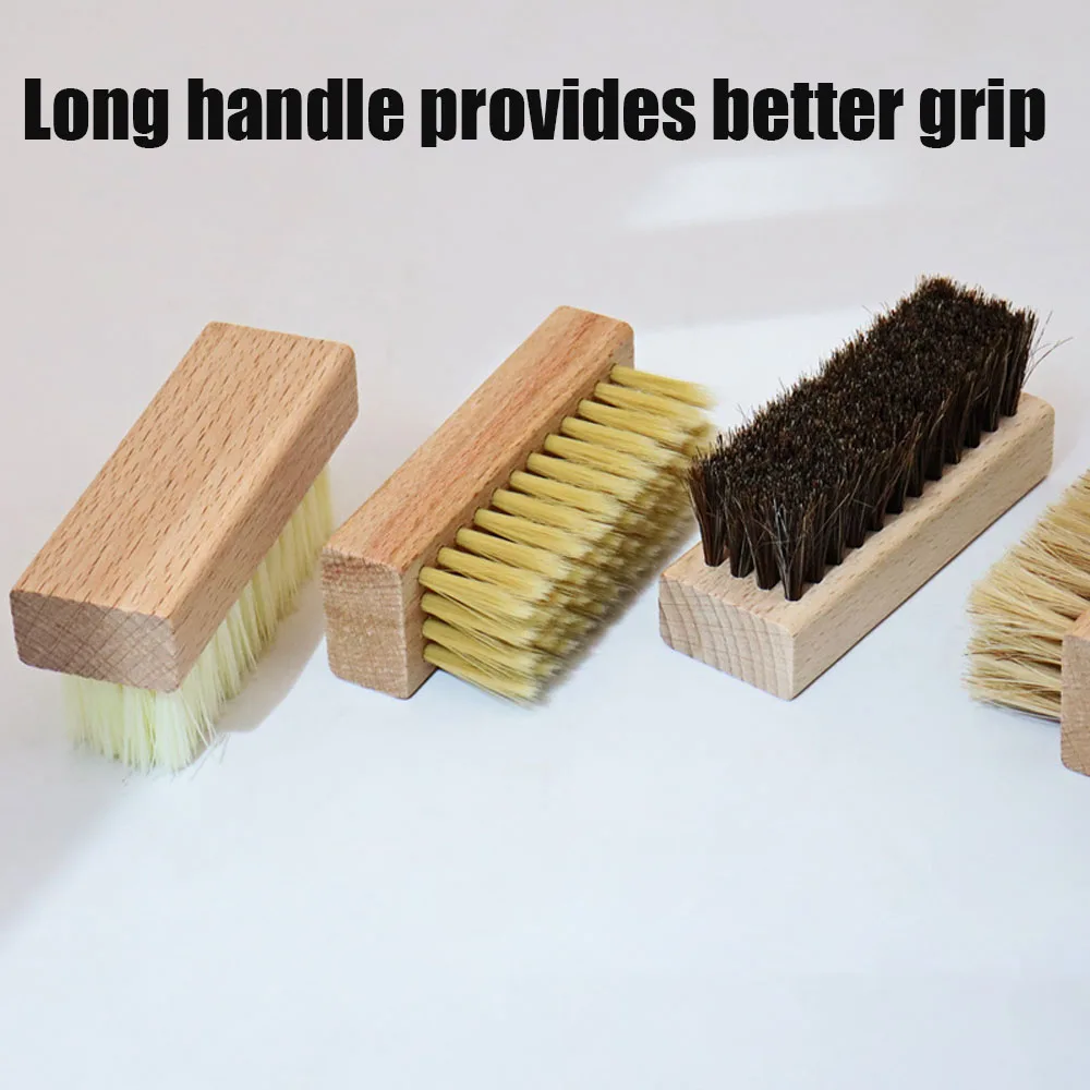 Solid wood soft bristle brush, horsehair shoe brush, shoe cleaning brush, nylon wire brush, pig hair plastic wire brush