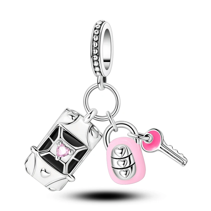 

New 925 Sterling Silver Sports Car Key Charms Bead Fit Original Bracelet DIY Birthday Jewelry Gifts