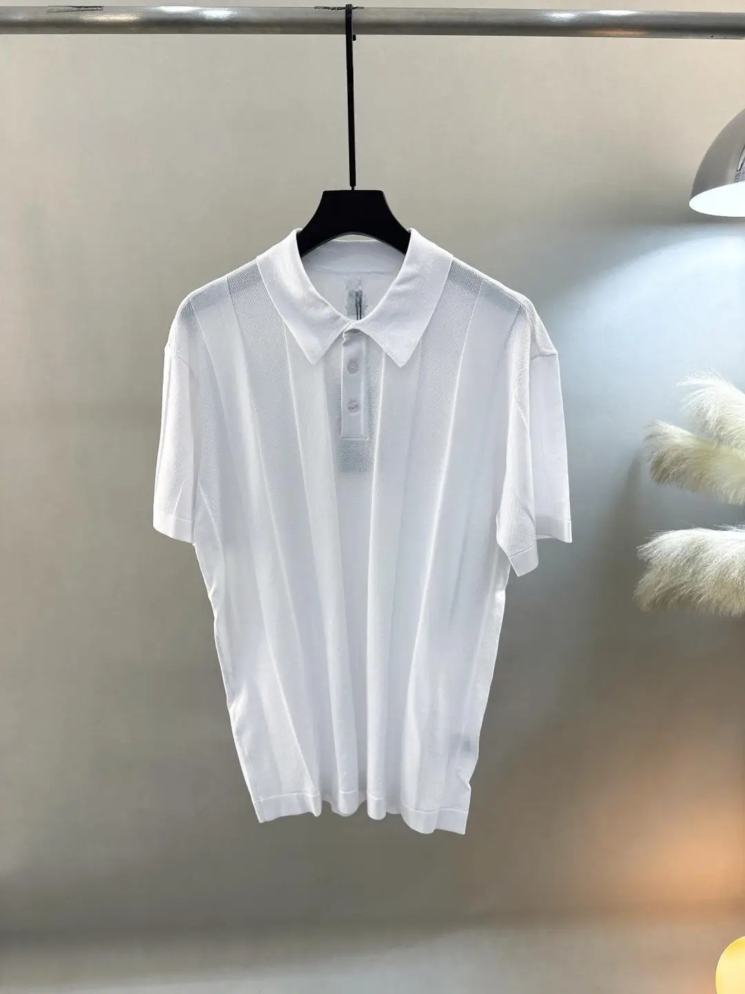 Mens 2026 Summer Thin Knit Polo Shirt Lapel Neck Striped Short Sleeve High Quality Elegant Daily Casual Wear Tees