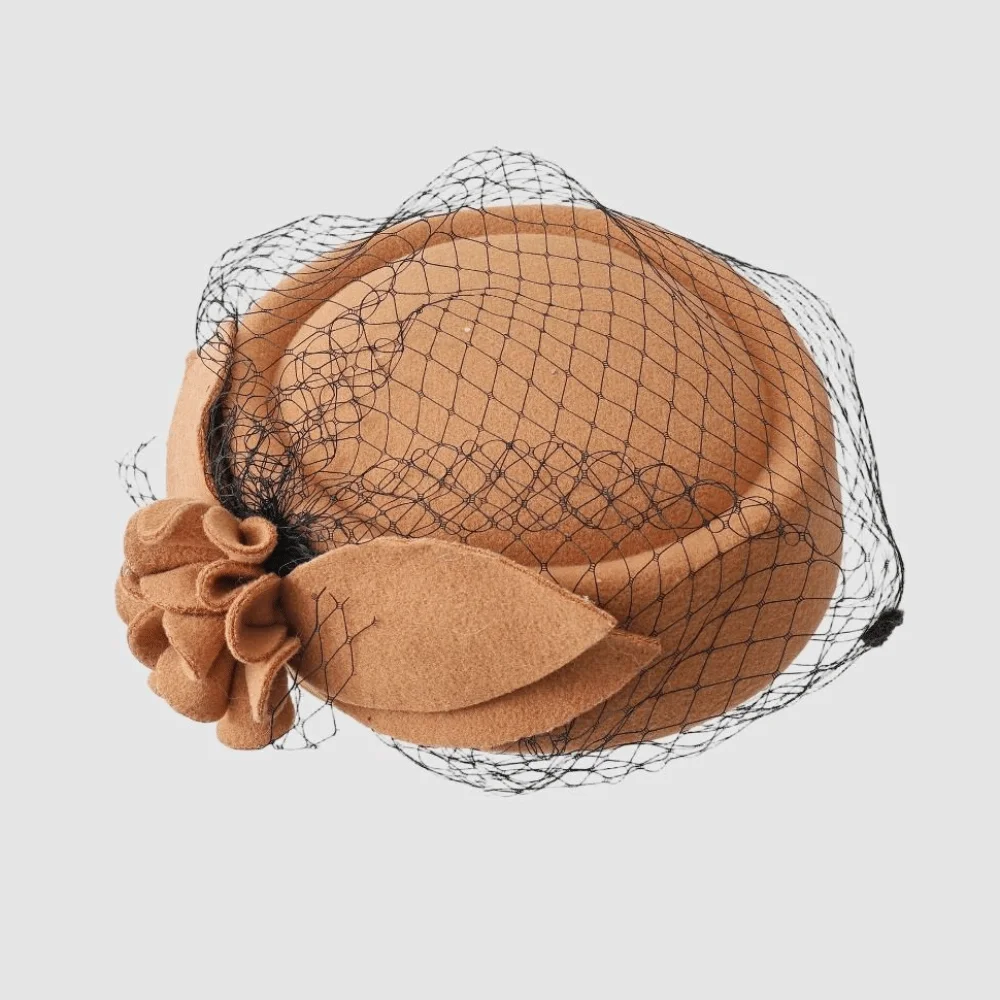 Teardrop Hat Vintage Mesh Topper Hat Flower Retro Pillbox Hat Solid Color Charm Airline Stewardess Caps Performances