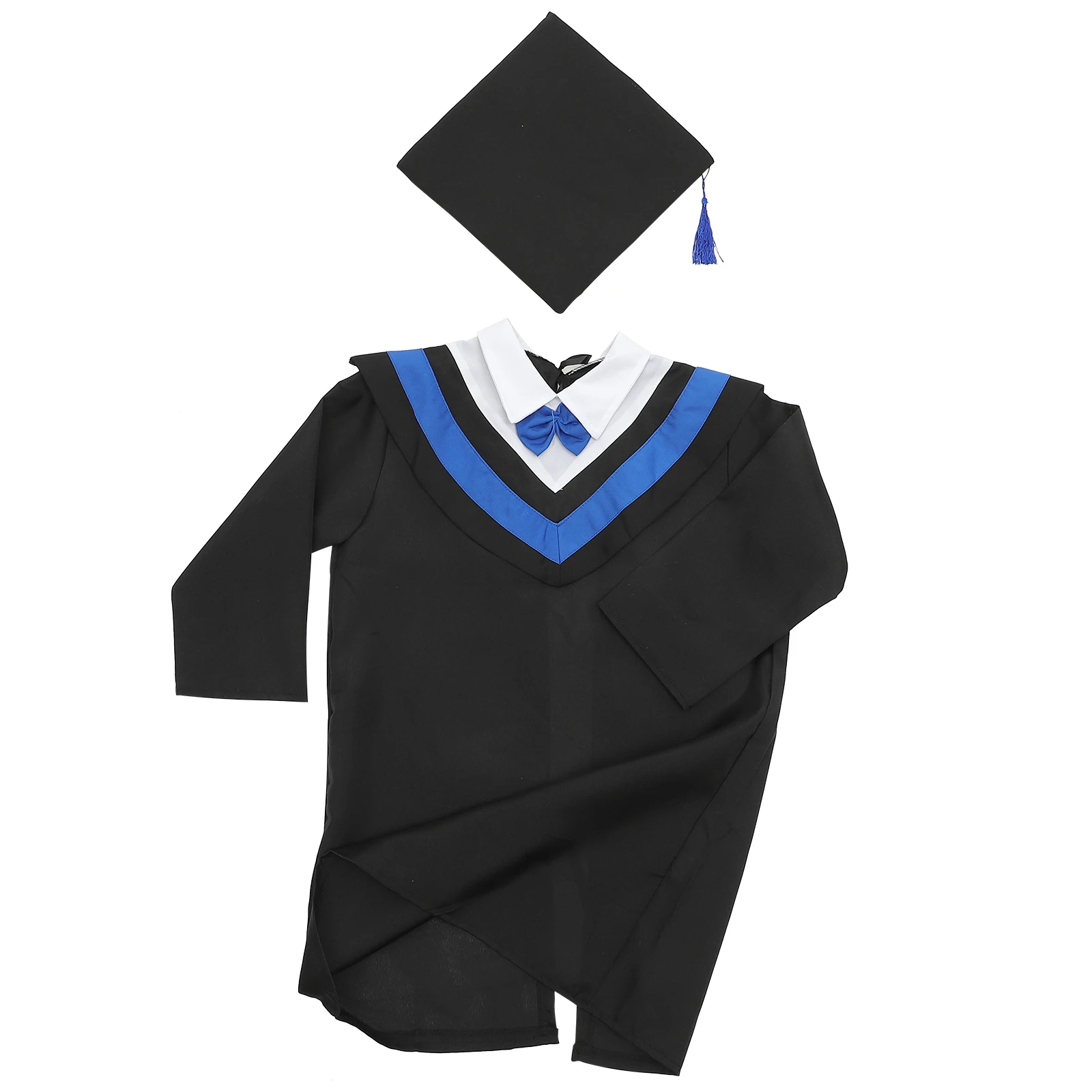 

Kids Graduation Gown Tassel Hat Black Robe Cap Comfortable Breathable Quality Material Celebrate Kindergarten Student Party