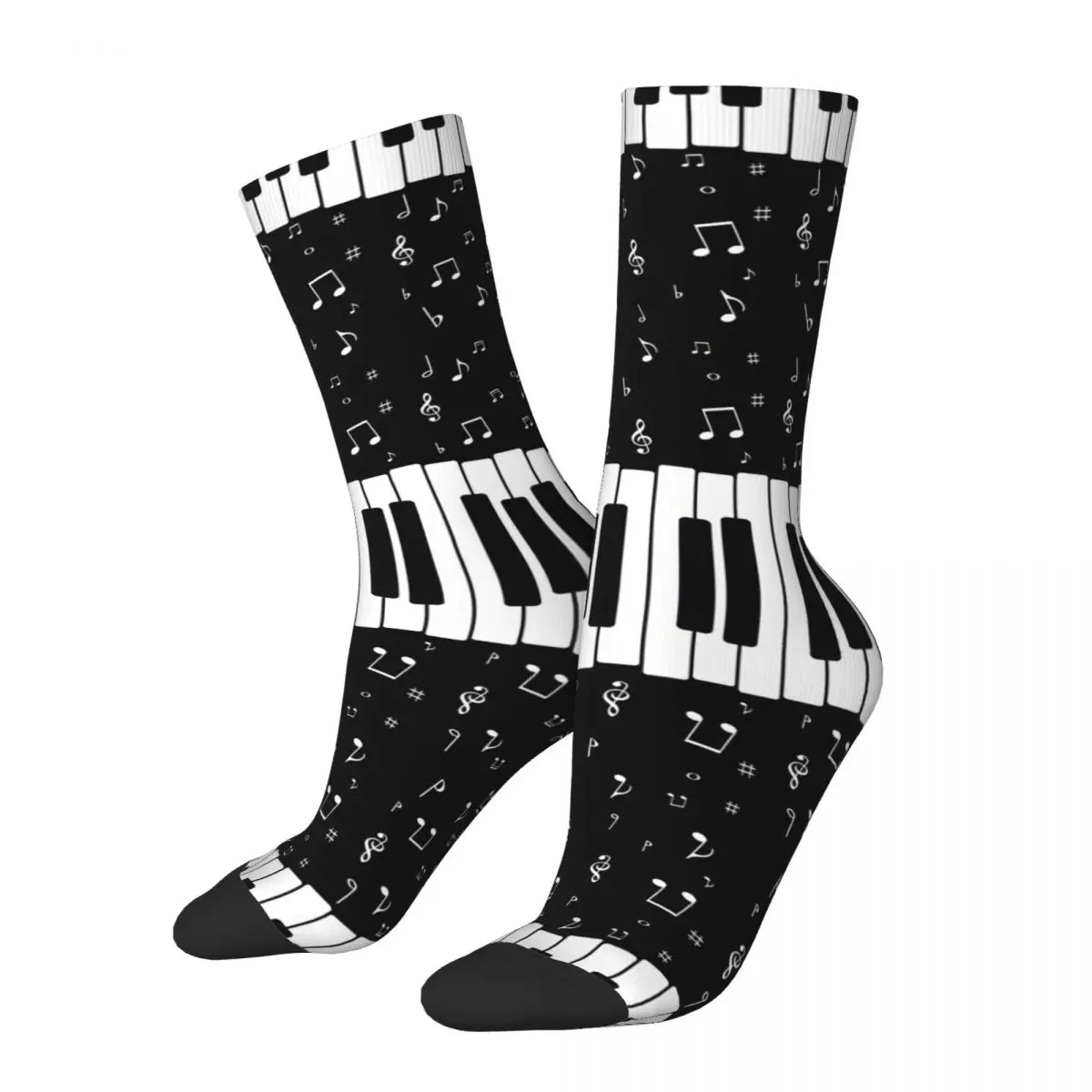 Vintage Piano Music Note Men's Socks Unisex Street Style Pattern Printed Crazy Crew Sock Gift