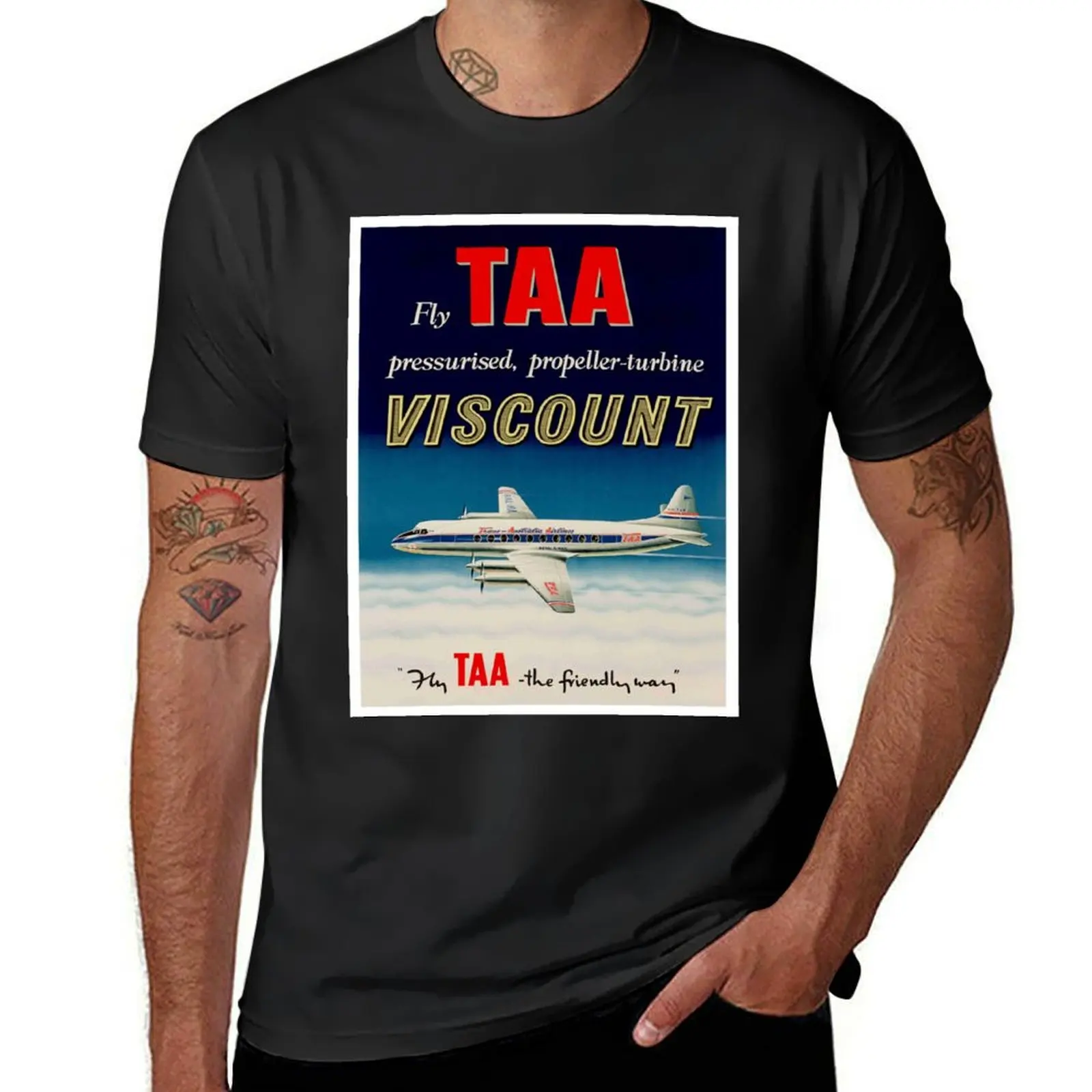 TRANS AUSTRALIAN AIRLINES: Vintage Travel Advertising Print T-Shirt blanks plain plain white t shirts men