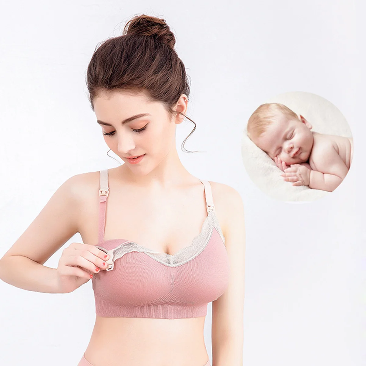 

1pc Wireless Maternity Bra Lace Breastfeeding Brassiere Full Coverage Comfortable Elegant Lingerie Adjustable Anti Slip