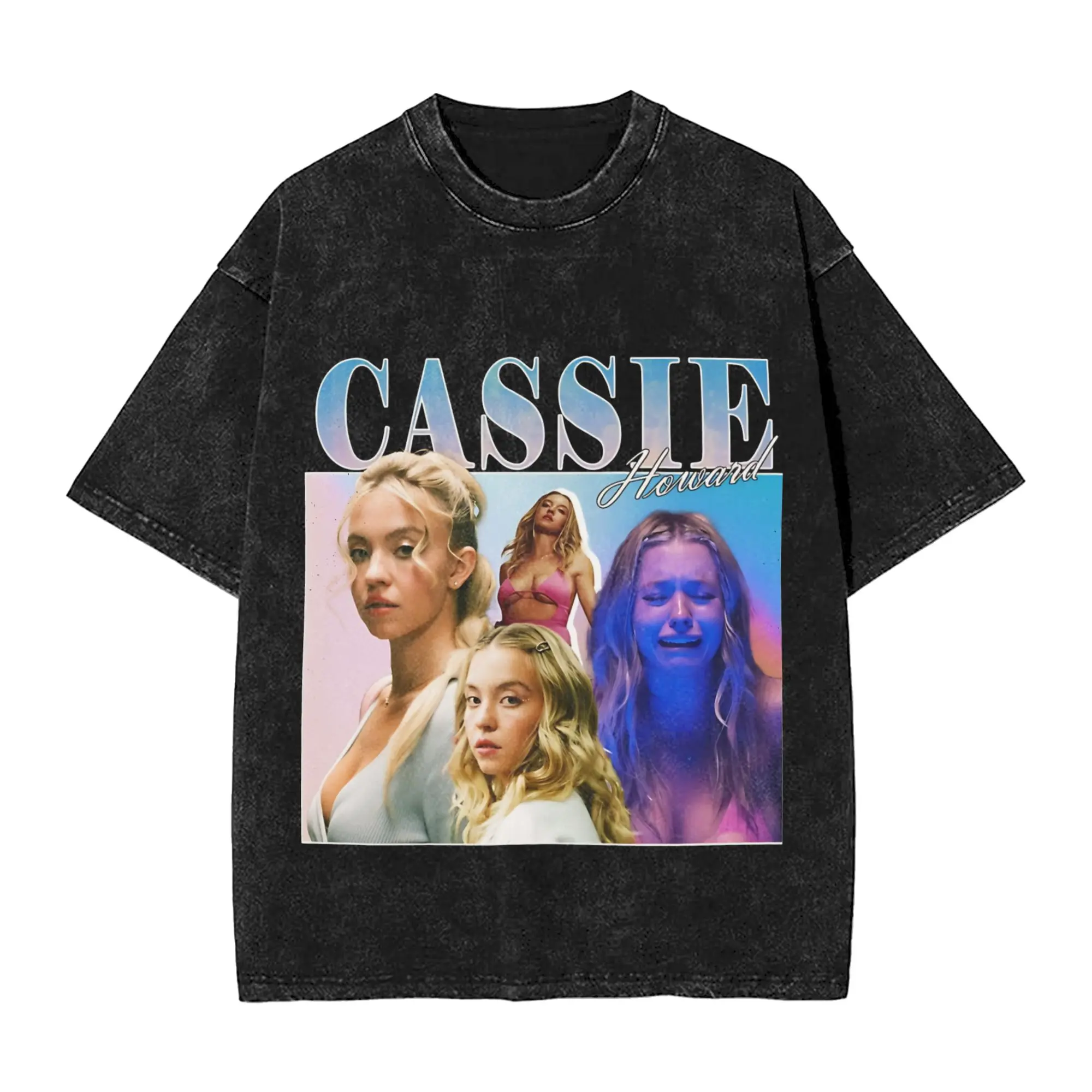 Cassie Howard Sydney Sweeney T Shirts Hip Hop Washed 100% Cotton Oversize T-Shirts  Novelty Men Women Streetwear Summer Tees